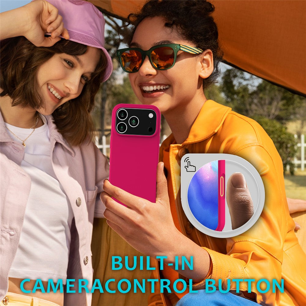 For iPhone 17 Pro Max Case Drop Proof Liquid Silicone Soft Lining Back Phone Cover - Rose