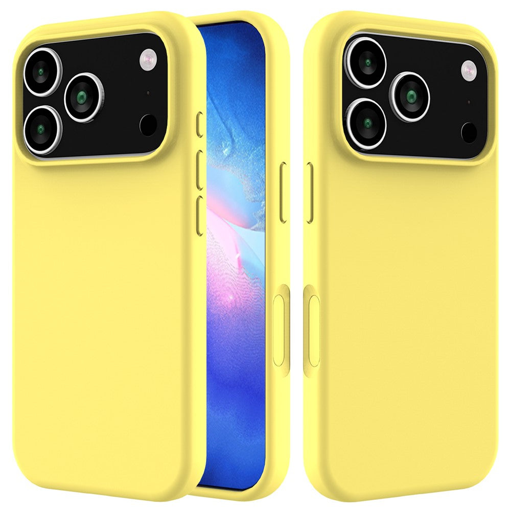 For iPhone 17 Pro Max Case Drop Proof Liquid Silicone Soft Lining Back Phone Cover - Yellow