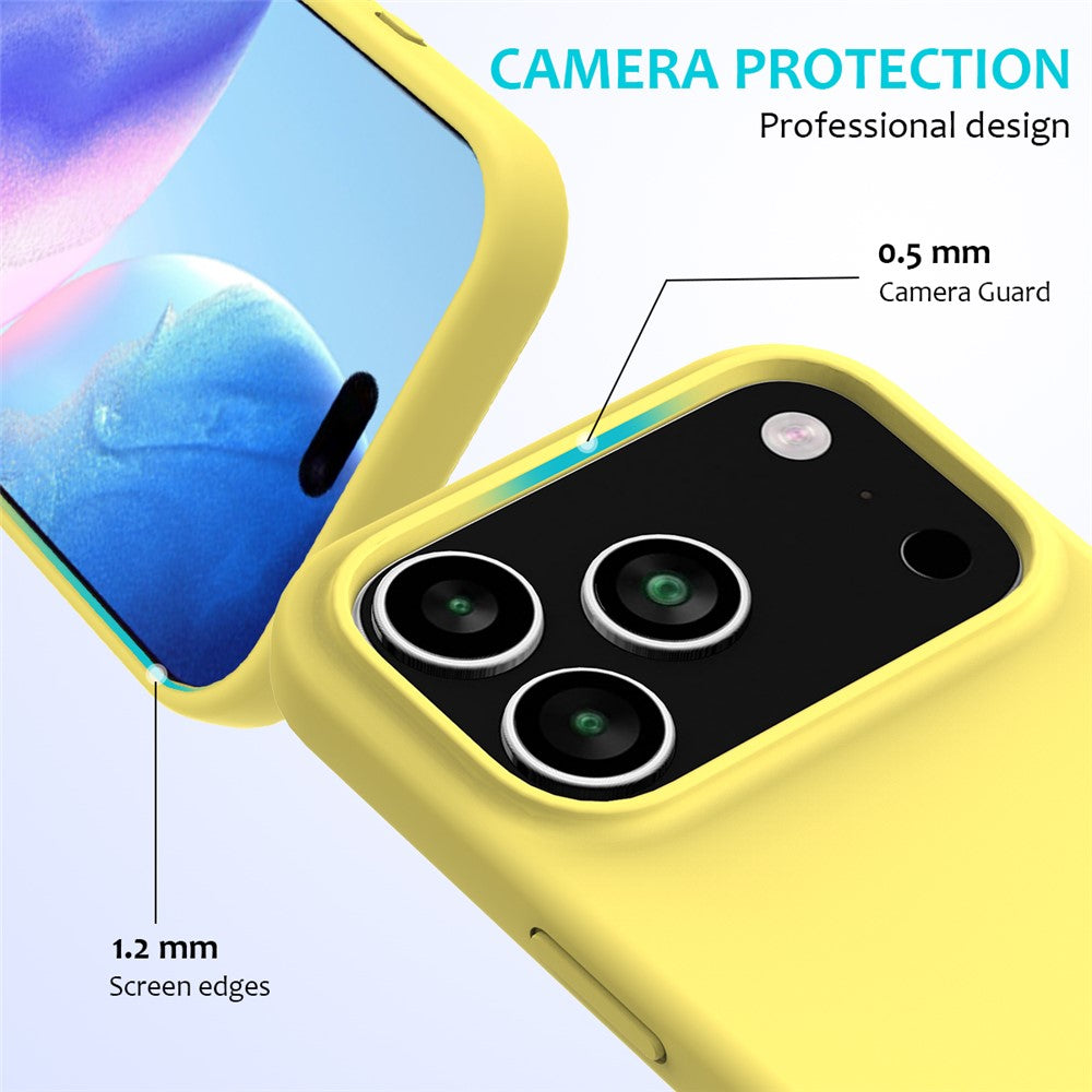 For iPhone 17 Pro Max Case Drop Proof Liquid Silicone Soft Lining Back Phone Cover - Yellow