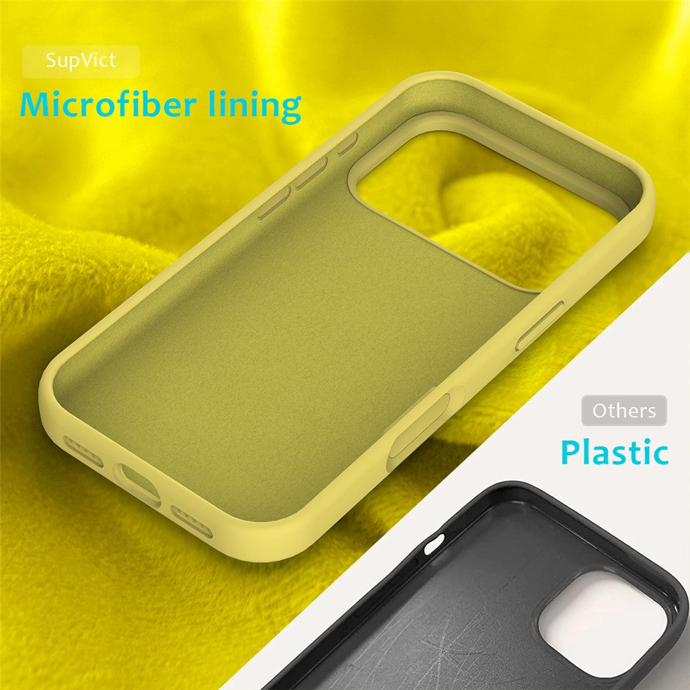 For iPhone 17 Pro Max Case Drop Proof Liquid Silicone Soft Lining Back Phone Cover - Yellow