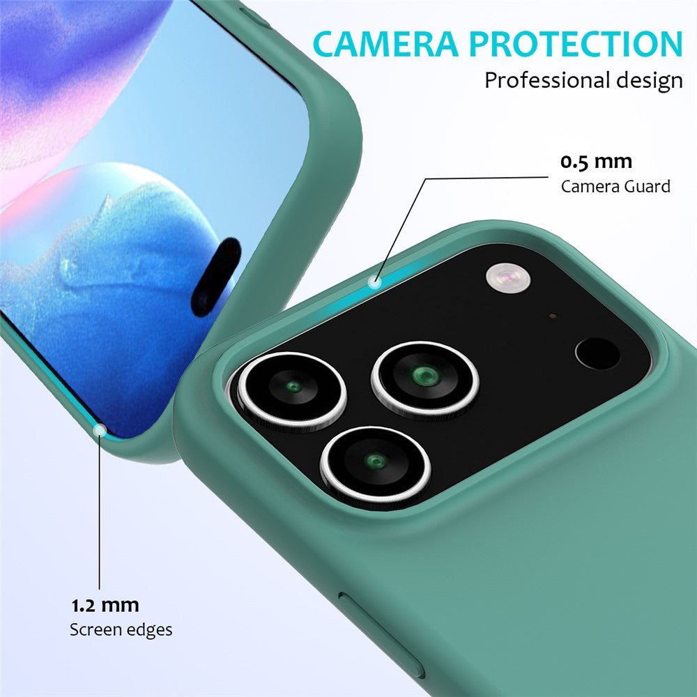 For iPhone 17 Pro Max Case Drop Proof Liquid Silicone Soft Lining Back Phone Cover - Dark Green