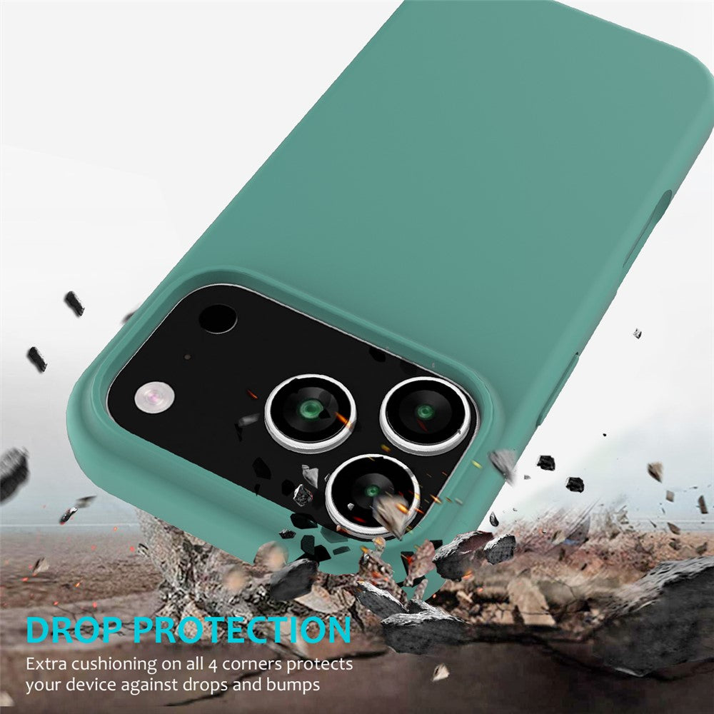 For iPhone 17 Pro Max Case Drop Proof Liquid Silicone Soft Lining Back Phone Cover - Dark Green