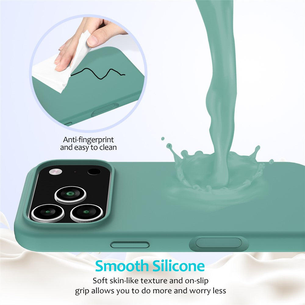 For iPhone 17 Pro Max Case Drop Proof Liquid Silicone Soft Lining Back Phone Cover - Dark Green