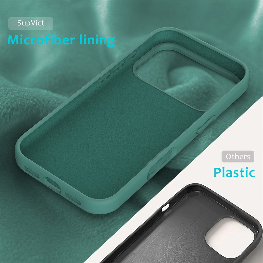 For iPhone 17 Pro Max Case Drop Proof Liquid Silicone Soft Lining Back Phone Cover - Dark Green