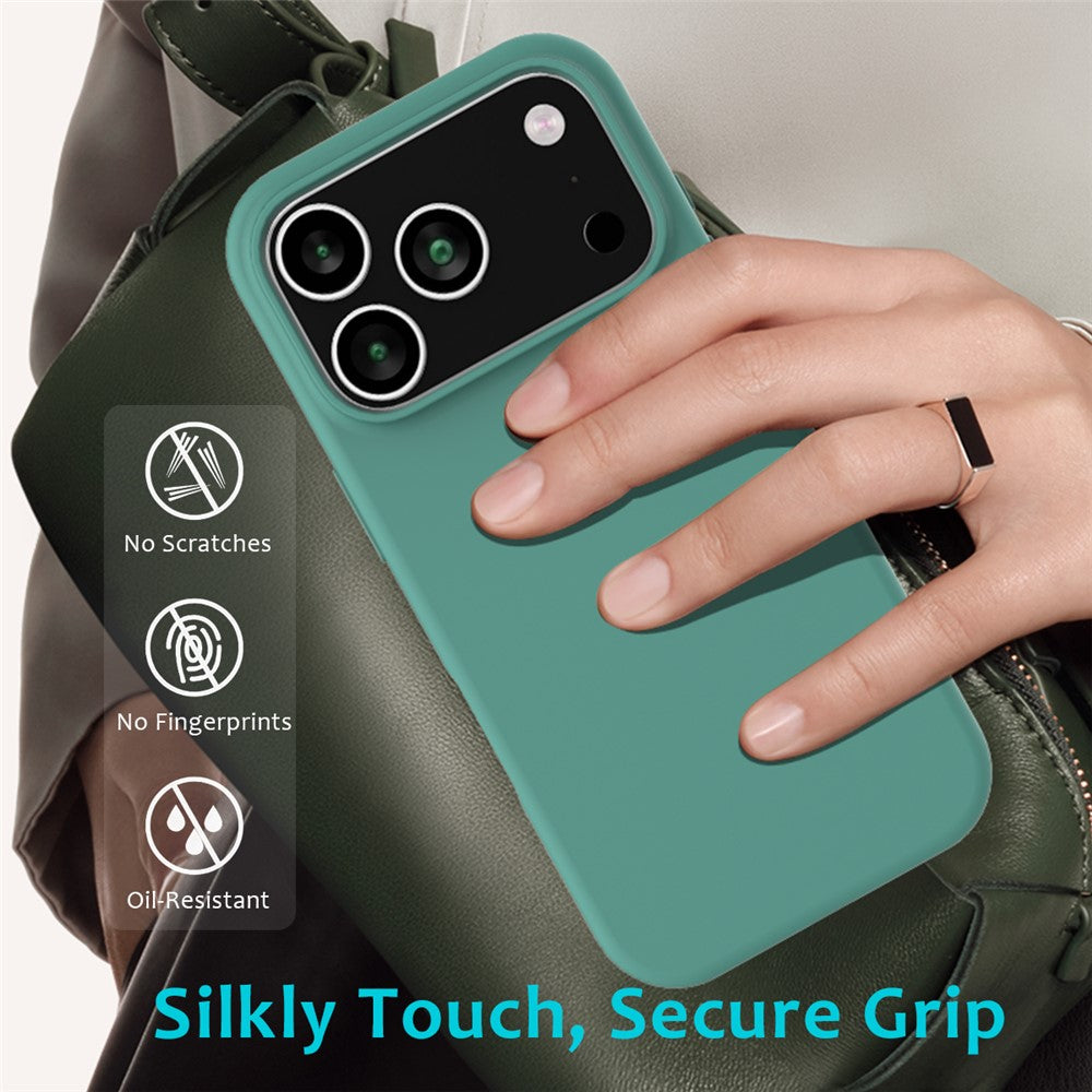 For iPhone 17 Pro Max Case Drop Proof Liquid Silicone Soft Lining Back Phone Cover - Dark Green