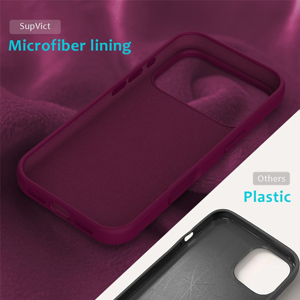 For iPhone 17 Pro Max Case Drop Proof Liquid Silicone Soft Lining Back Phone Cover - Wine Red