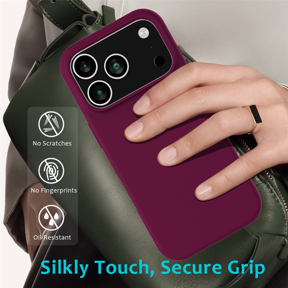 For iPhone 17 Pro Max Case Drop Proof Liquid Silicone Soft Lining Back Phone Cover - Wine Red