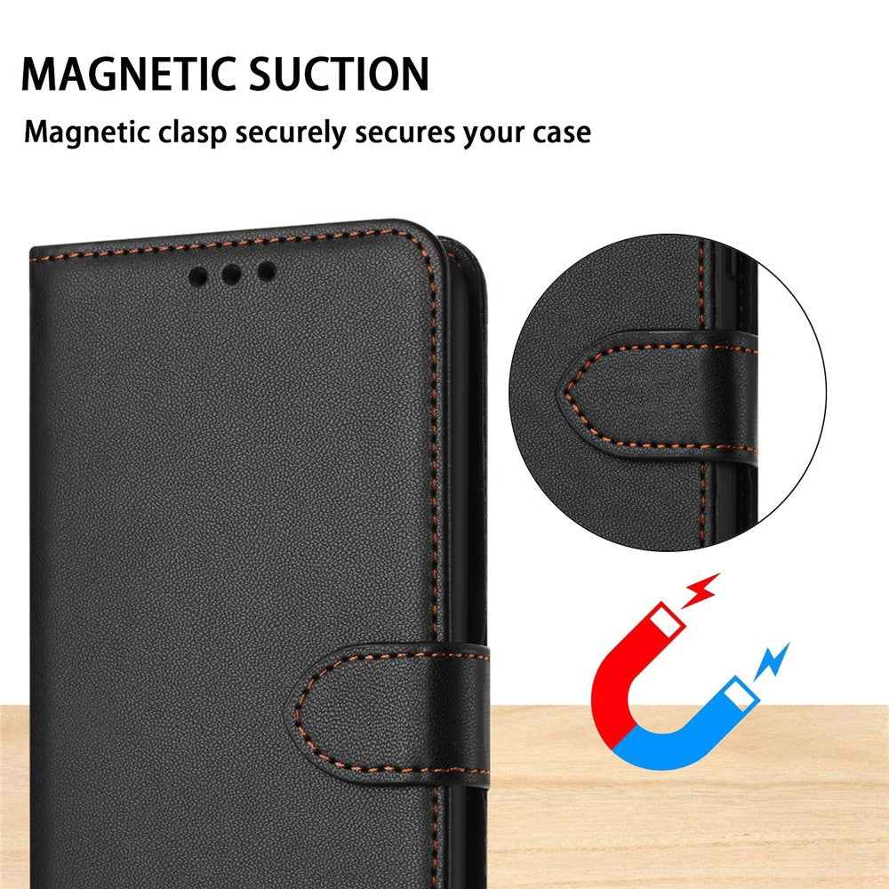 For iPhone 17 Pro Max Case Stand Wallet Leather Phone Cover with Strap - Black