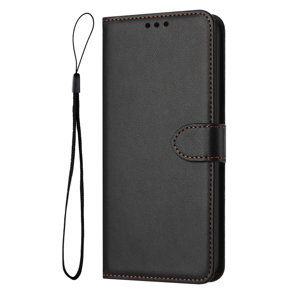 For iPhone 17 Pro Max Case Stand Wallet Leather Phone Cover with Strap - Black