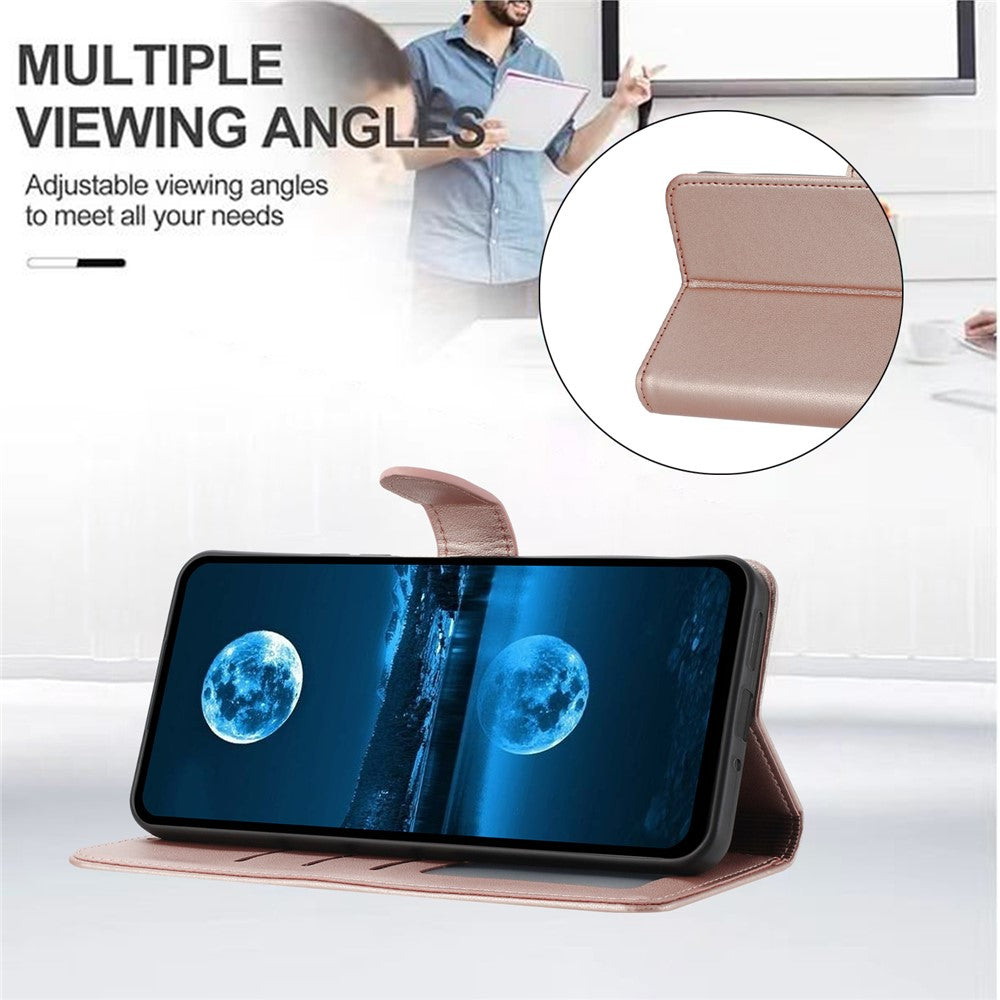 For iPhone 17 Pro Max Case Stand Wallet Leather Phone Cover with Strap - Rose Gold