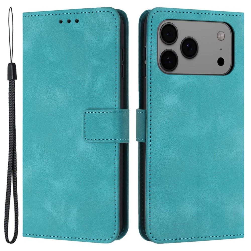 For iPhone 17 Pro Max Case Solid Color Leather Wallet Protective Phone Cover - Green