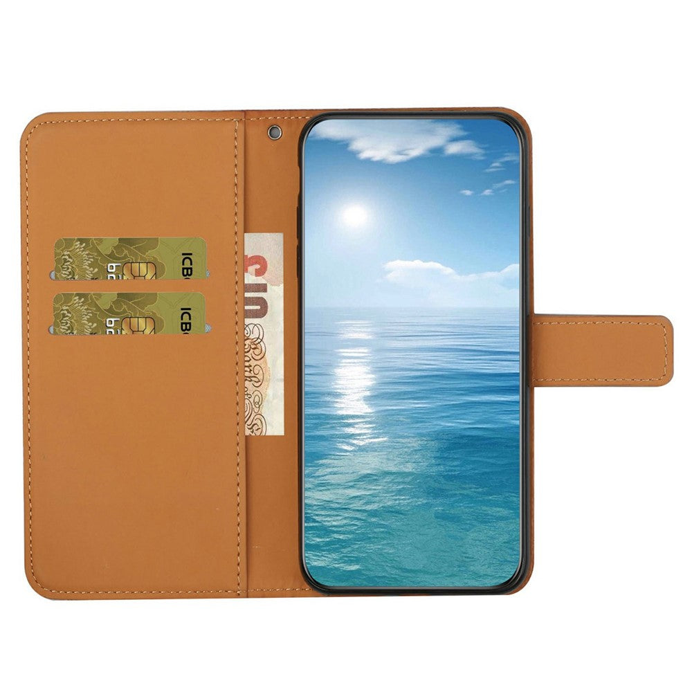 For iPhone 17 Pro Max Case Leather Case Ethnic Style Wallet Phone Cover with Strap - Brown