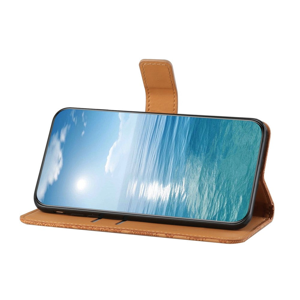 For iPhone 17 Pro Max Case Leather Case Ethnic Style Wallet Phone Cover with Strap - Brown