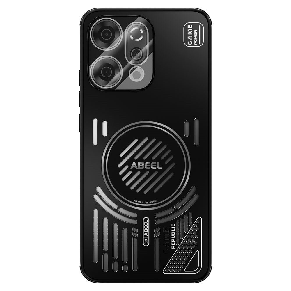 ABEEL For Oppo Reno14 Pro 5G (Global) Magnetic Case Aluminium Alloy + PC + TPU Hollow Heat Dissipation Phone Cover - Black