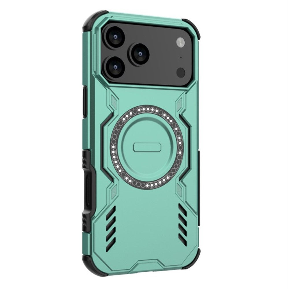 WANLONFENG DJ Series For iPhone 17 Pro Max Magnetic Case PC TPU Phone Cover with 2Pcs Screen Film (Big Lens Hole) - Green