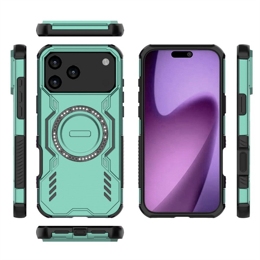 WANLONFENG DJ Series For iPhone 17 Pro Max Magnetic Case PC TPU Phone Cover with 2Pcs Screen Film (Big Lens Hole) - Green