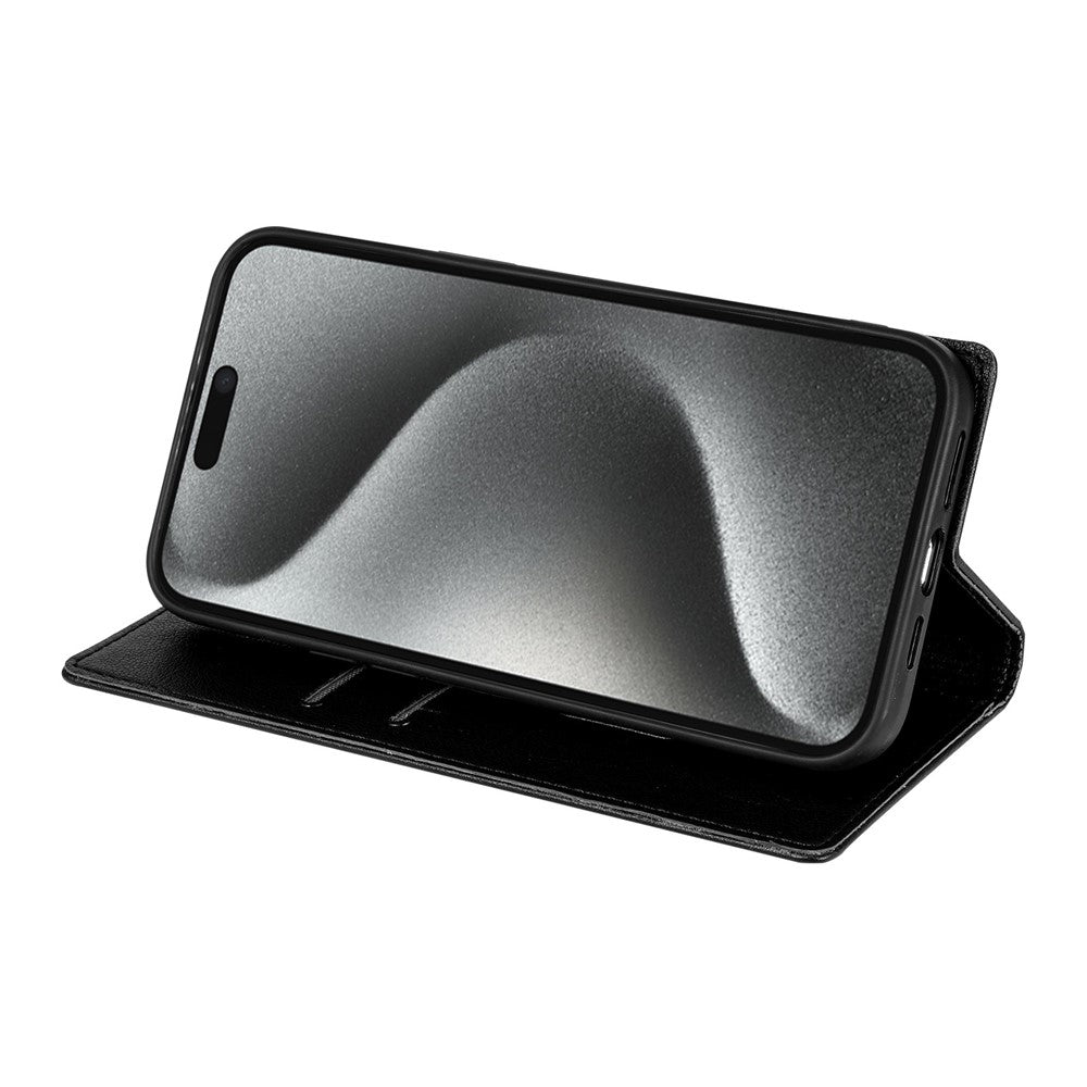 For iPhone 17 Pro Max Wallet Case Magnetic Closure PU Leather Phone Cover - Black