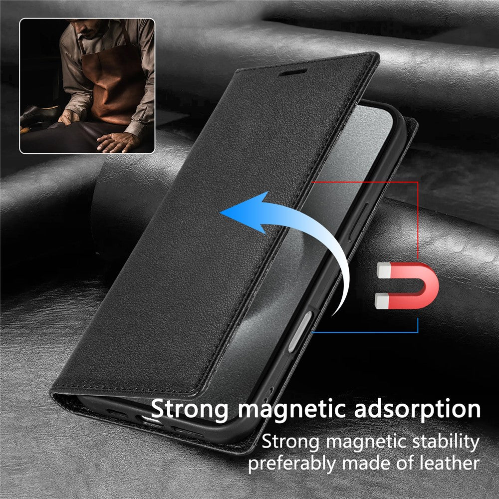For iPhone 17 Pro Max Wallet Case Magnetic Closure PU Leather Phone Cover - Black