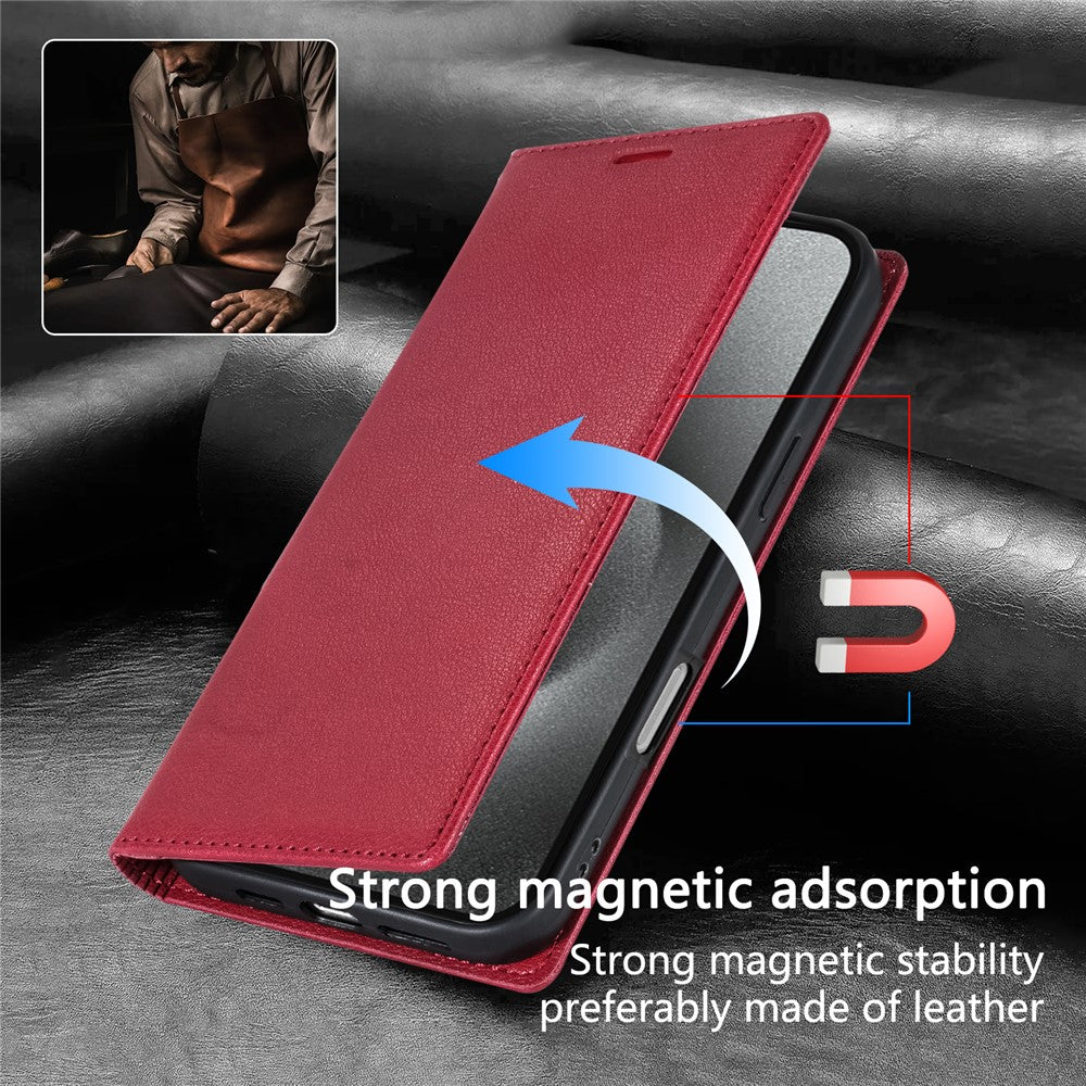 For iPhone 17 Pro Max Wallet Case Magnetic Closure PU Leather Phone Cover - Red