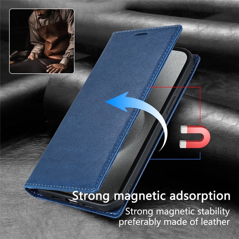For iPhone 17 Pro Max Wallet Case Magnetic Closure PU Leather Phone Cover - Blue