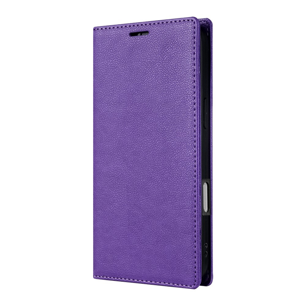For iPhone 17 Pro Max Wallet Case Magnetic Closure PU Leather Phone Cover - Purple