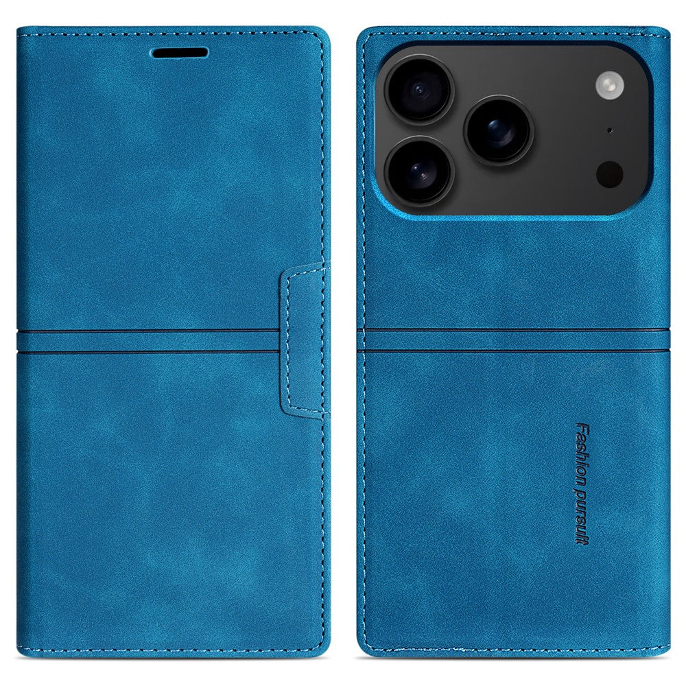 For iPhone 17 Pro Max Wallet Case Magnetic Closing Leather Phone Cover - Blue