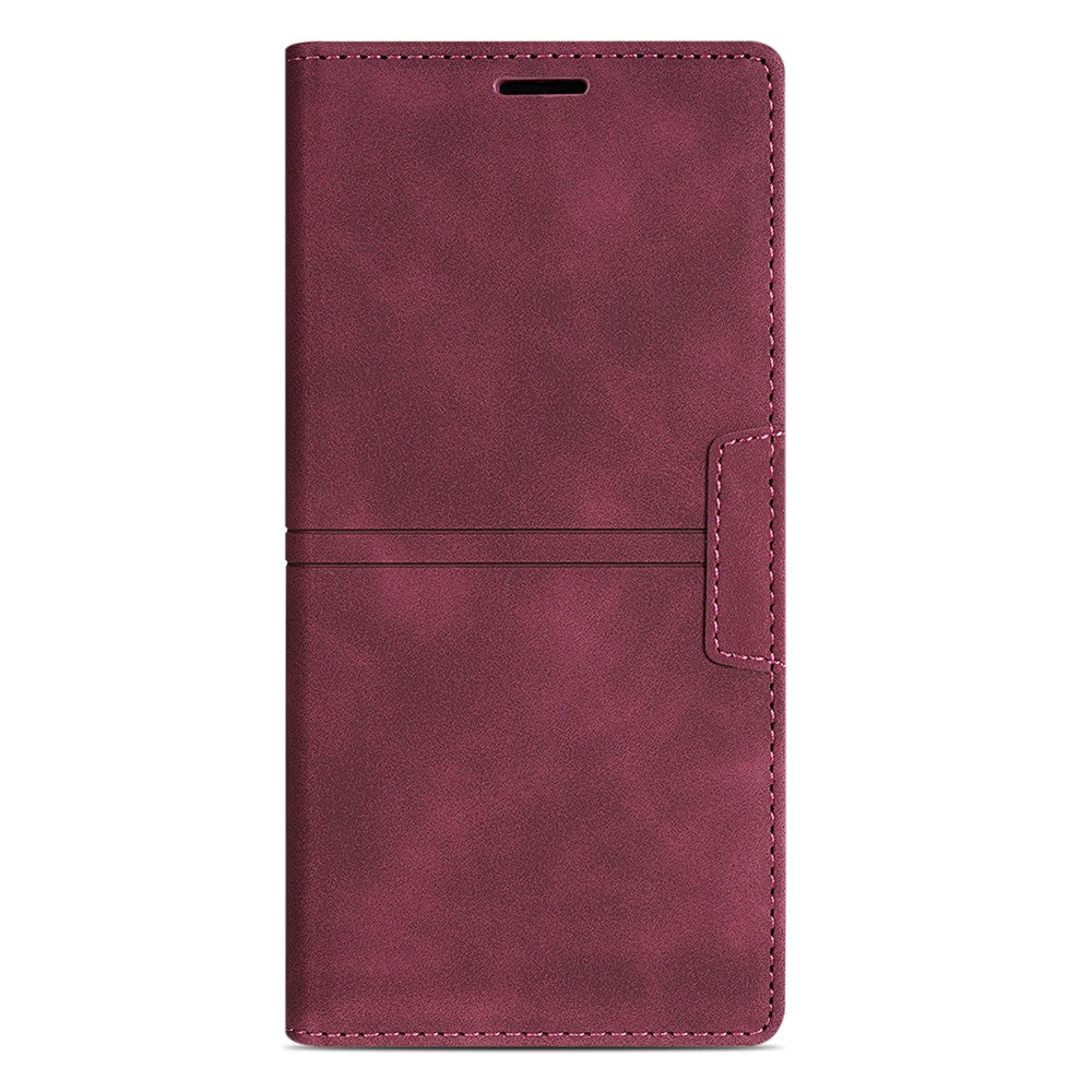 For iPhone 17 Pro Max Wallet Case Magnetic Closing Leather Phone Cover - Wine Red