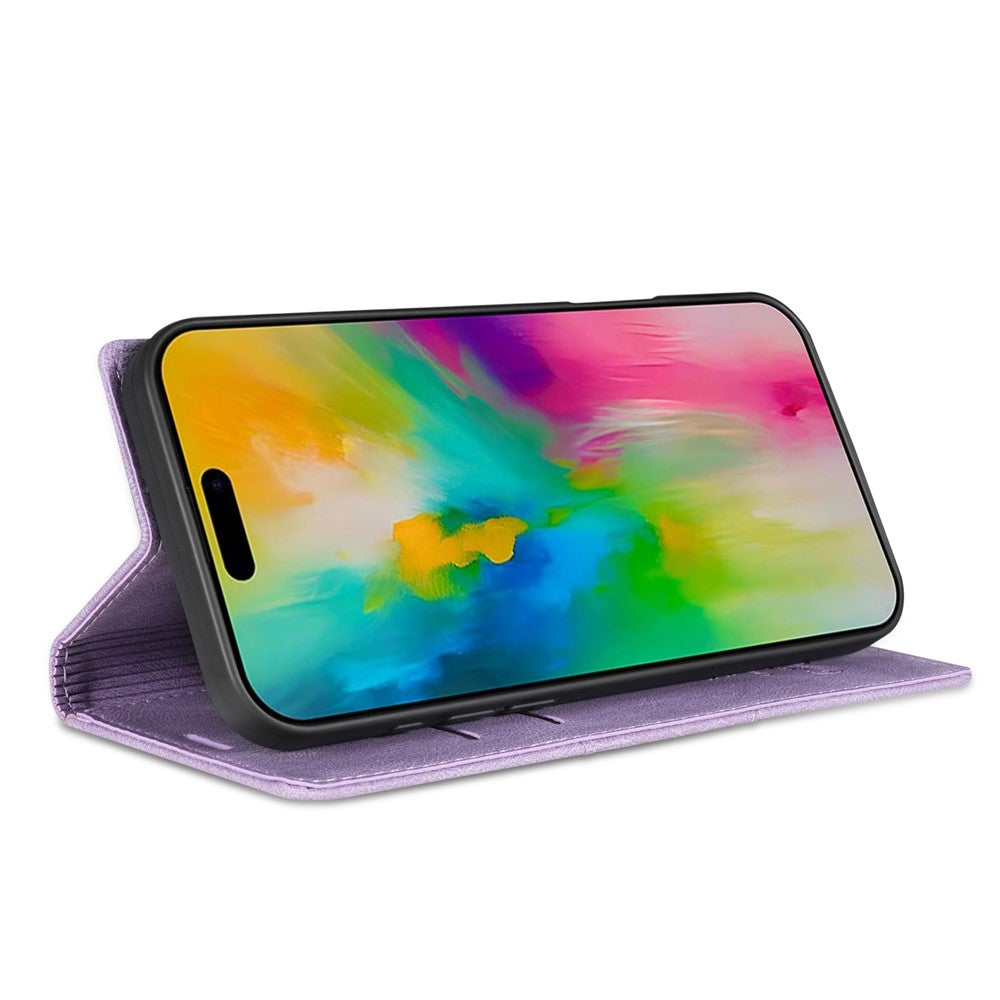 For iPhone 17 Pro Max Wallet Case Magnetic Closing Leather Phone Cover - Purple