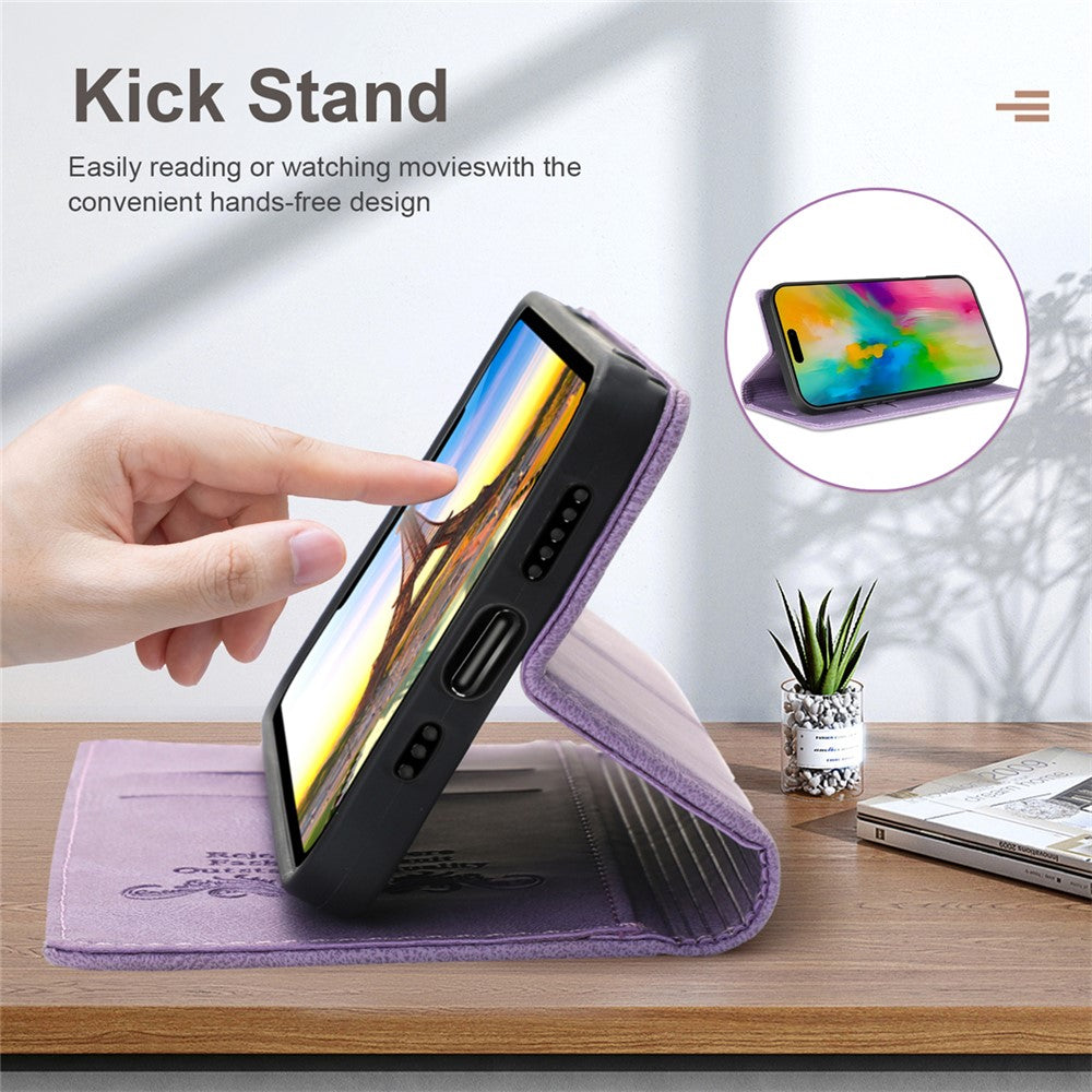 For iPhone 17 Pro Max Wallet Case Magnetic Closing Leather Phone Cover - Purple