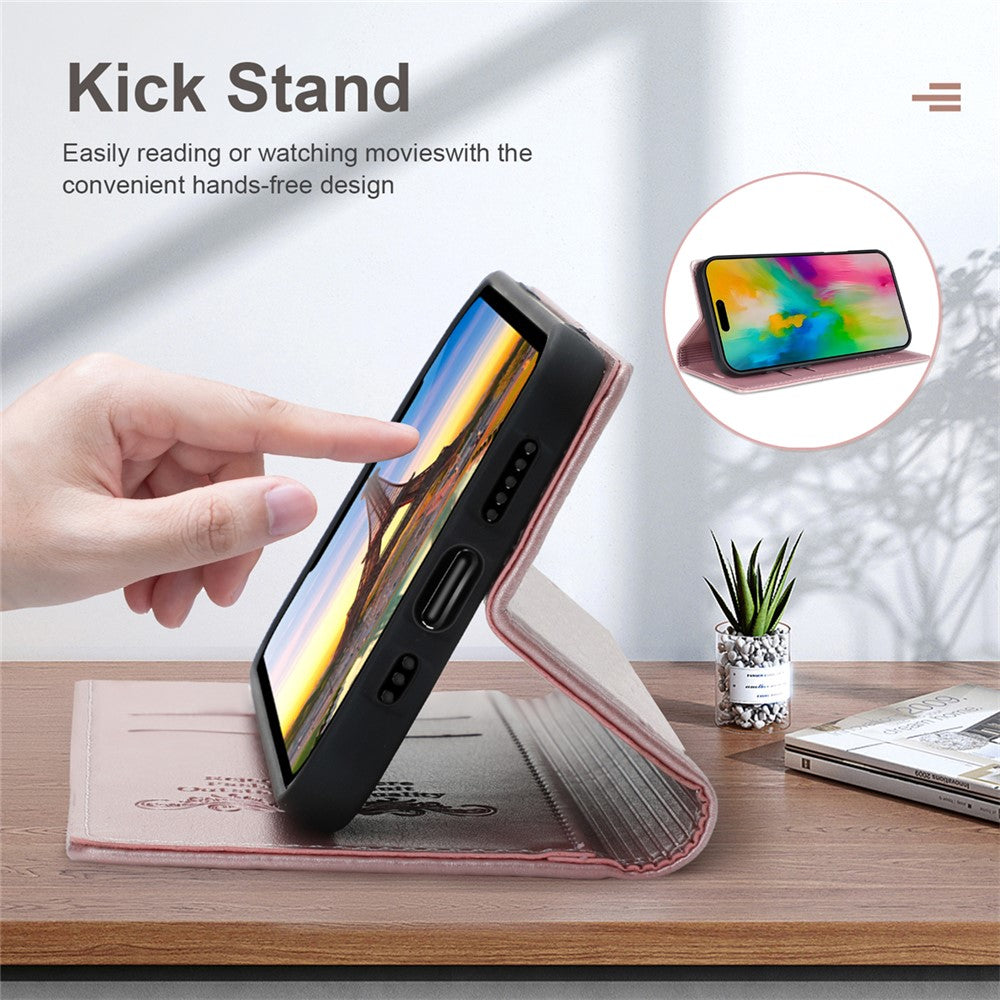 For iPhone 17 Pro Max Wallet Case Magnetic Closing Leather Phone Cover - Rose Gold