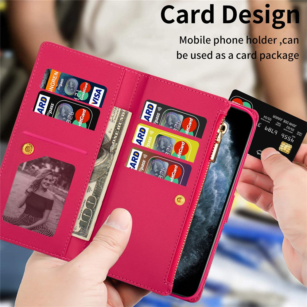 For iPhone 17 Pro Max Case Starry Sky Carving Leather Wallet Phone Cover with Wrist Strap - Rose