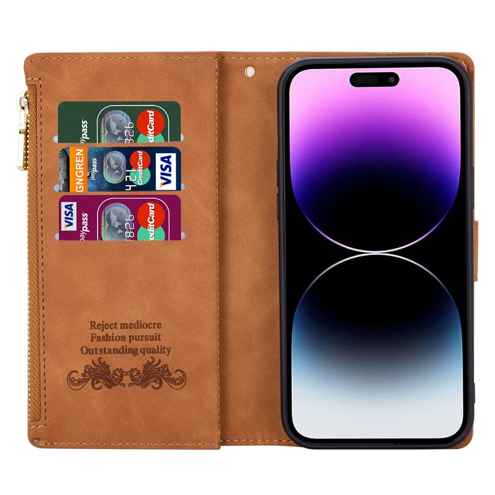 For iPhone 17 Pro Max Wallet Case Color Splicing Leather Phone Cover with Stand - Brown