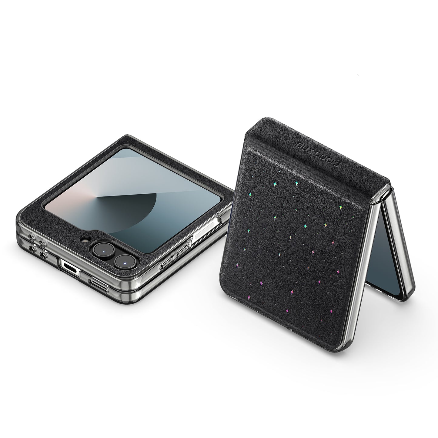 For Samsung Galaxy Z Flip6 5G / Galaxy Z Flip7 FE 5G Case DUX DUCIS STEX Series Star Pattern PU Leather + PC Phone Cover - Black