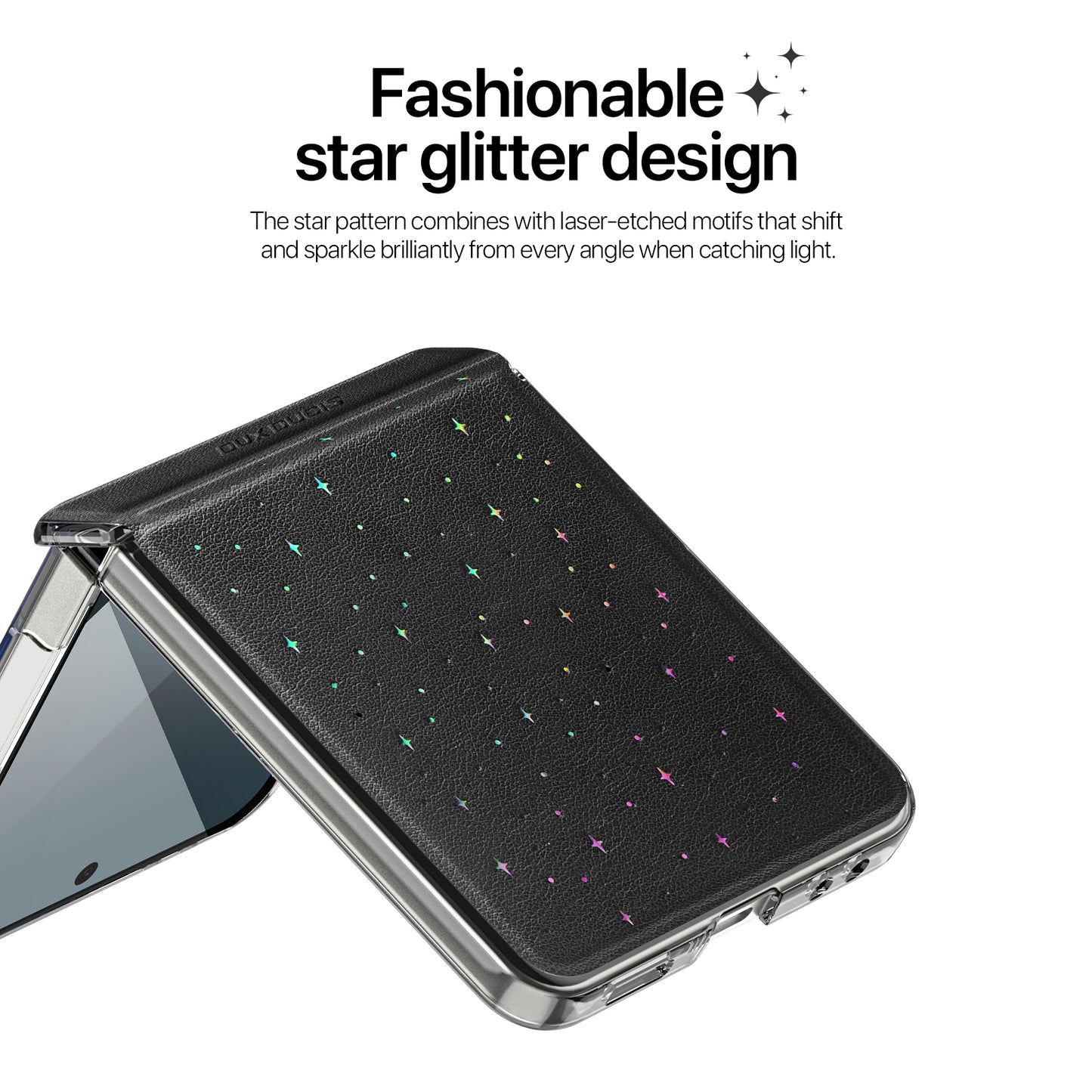 For Samsung Galaxy Z Flip6 5G / Galaxy Z Flip7 FE 5G Case DUX DUCIS STEX Series Star Pattern PU Leather + PC Phone Cover - Black