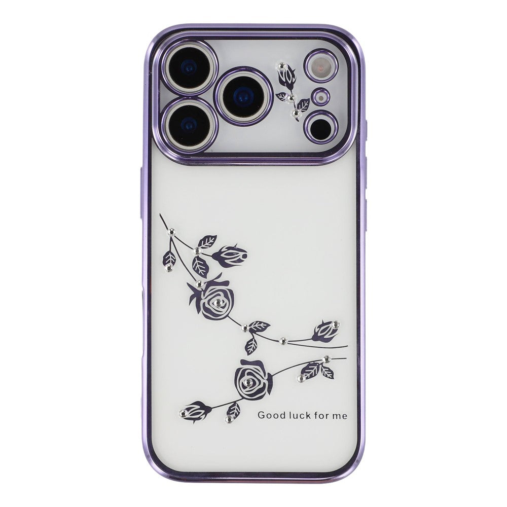 KADEM For iPhone 17 Pro Max Case Flower Rhinestone Decor TPU Phone Cover - Purple