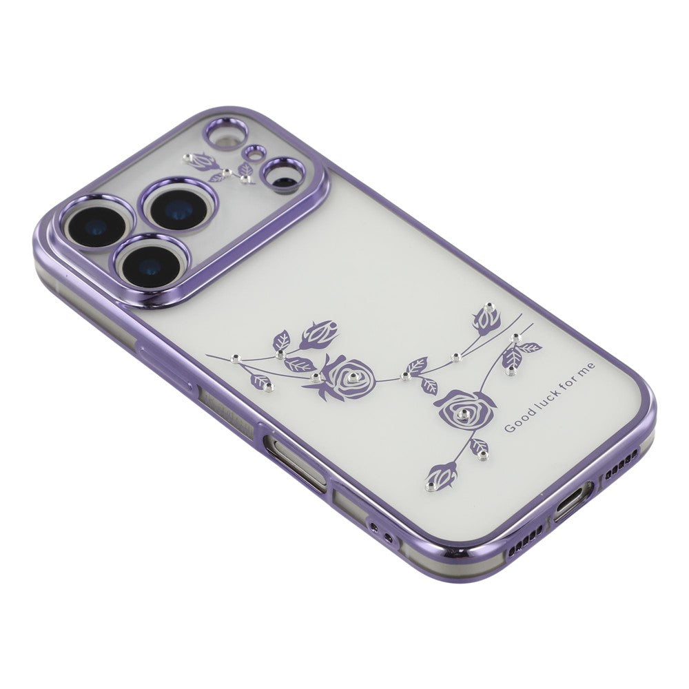 KADEM For iPhone 17 Pro Max Case Flower Rhinestone Decor TPU Phone Cover - Purple
