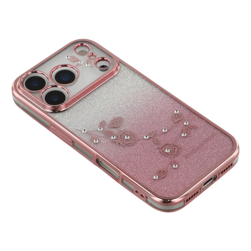 KADEM For iPhone 17 Pro Max Case Flower TPU Flexible Gradient Phone Cover - Rose Gold