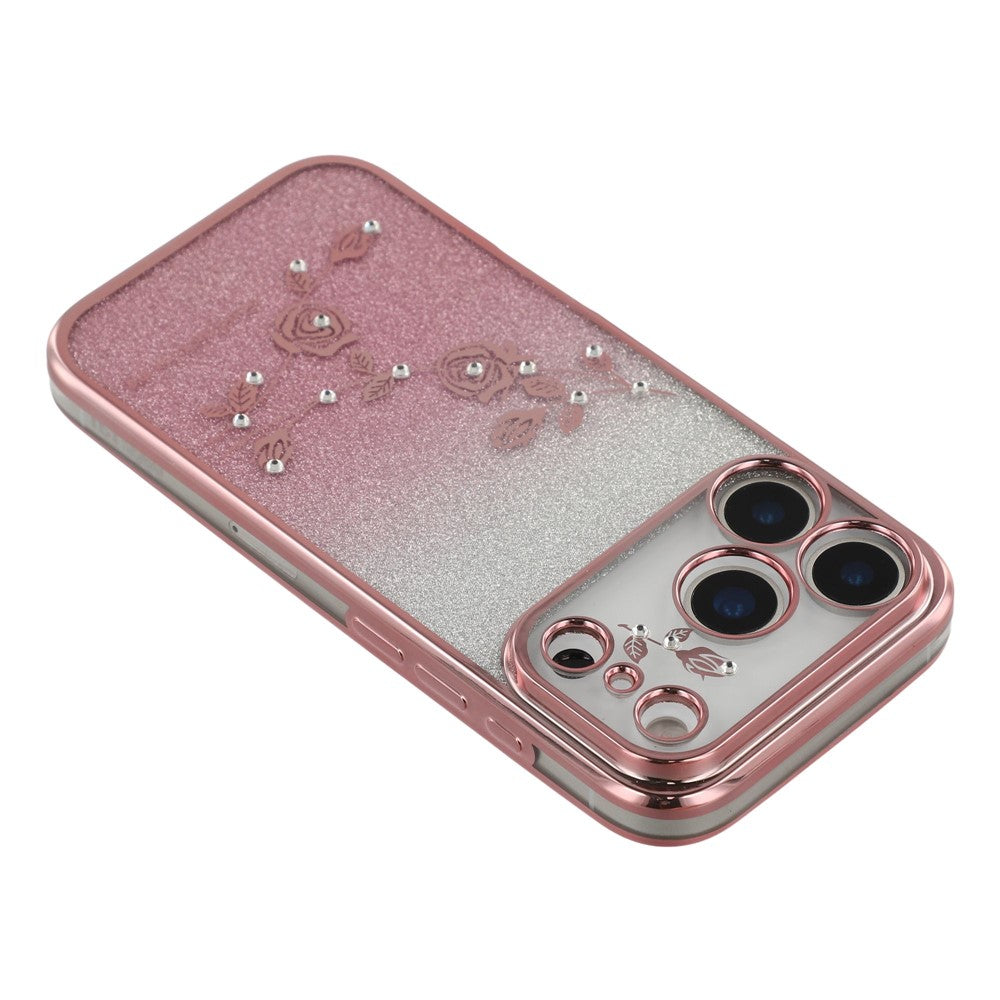 KADEM For iPhone 17 Pro Max Case Flower TPU Flexible Gradient Phone Cover - Rose Gold