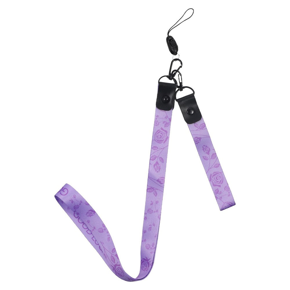 KADEM For iPhone 17 Pro Max Case Flower Pattern TPU Gradient Phone Cover with Lanyards - Purple