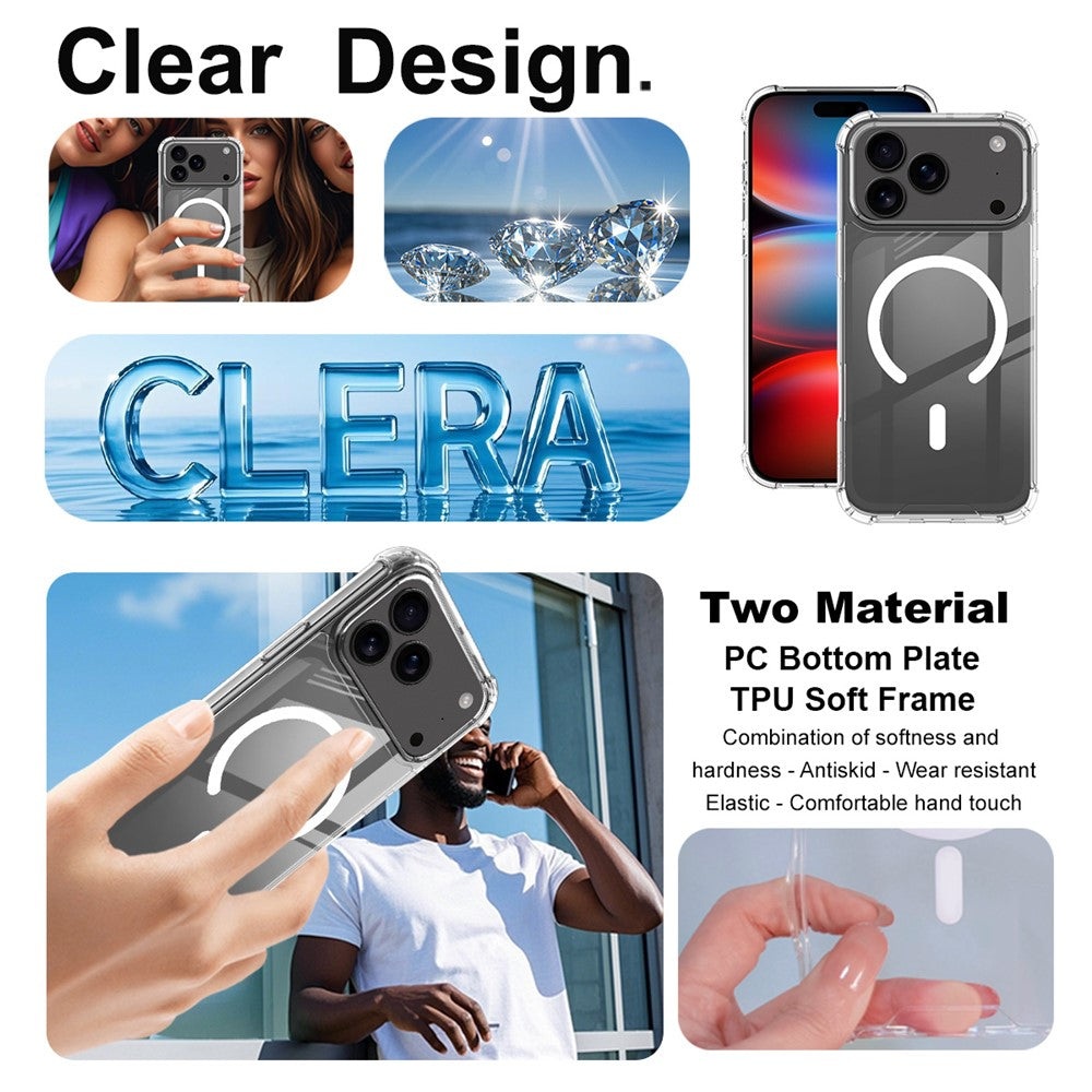 IMAK For iPhone 17 Pro Max Case Compatible with MagSafe Shockproof PC TPU Clear Phone Cover