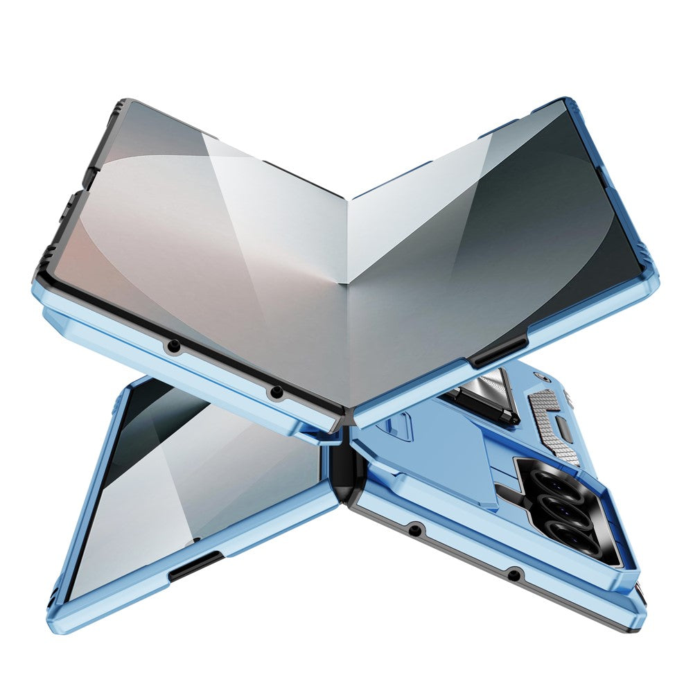For Samsung Galaxy Z Fold7 5G Case Kickstand Slide Lens Lid PC + TPU Drop - Baby Blue
