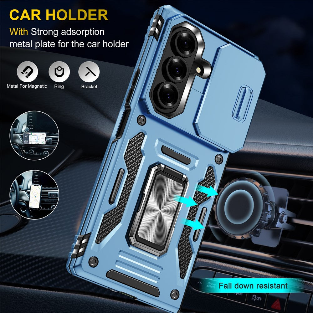 For Samsung Galaxy Z Fold7 5G Case Kickstand Slide Lens Lid PC + TPU Drop - Baby Blue