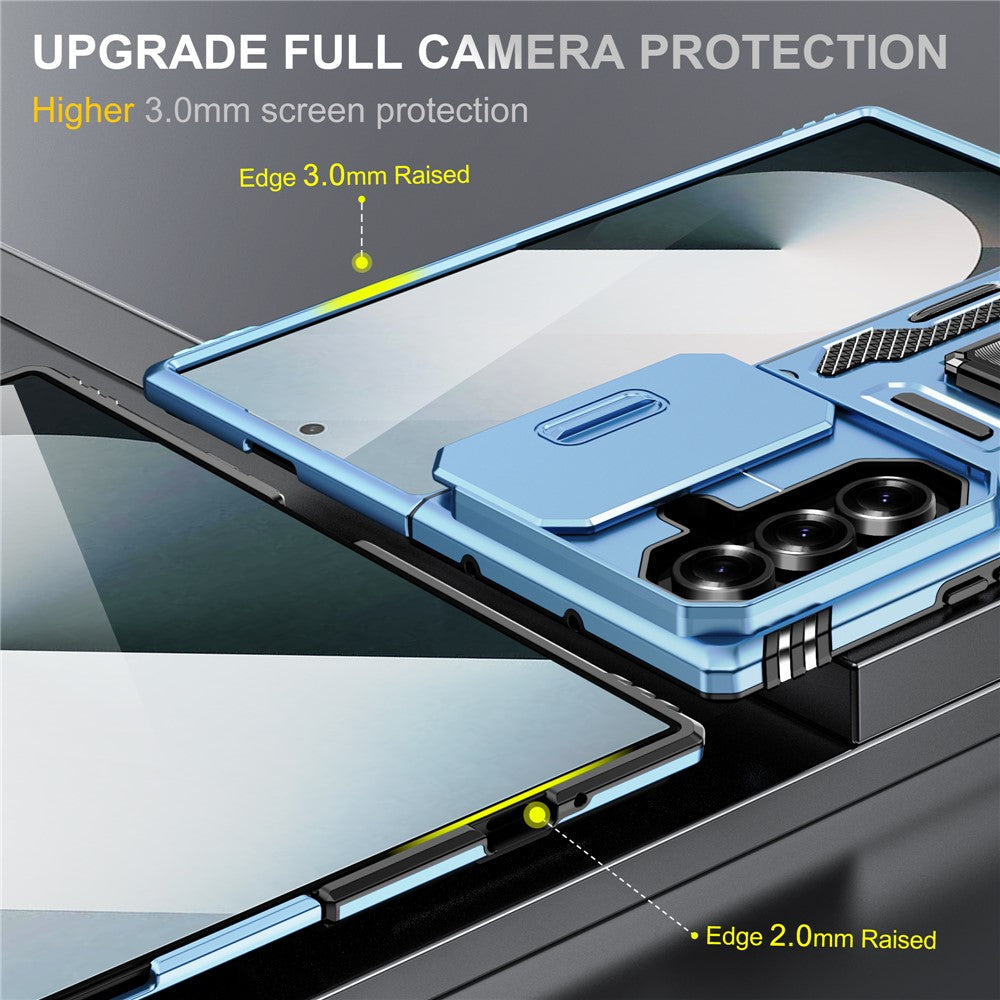 For Samsung Galaxy Z Fold7 5G Case Kickstand Slide Lens Lid PC + TPU Drop - Baby Blue