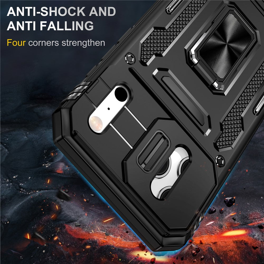 For iPhone 17 Pro Max Case Kickstand Slide Lens Lid PC + TPU Drop - Black