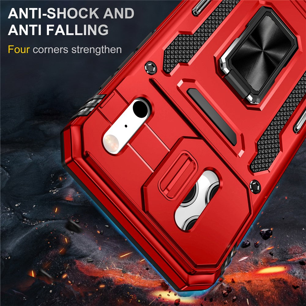 For iPhone 17 Pro Max Case Kickstand Slide Lens Lid PC + TPU Drop - Red