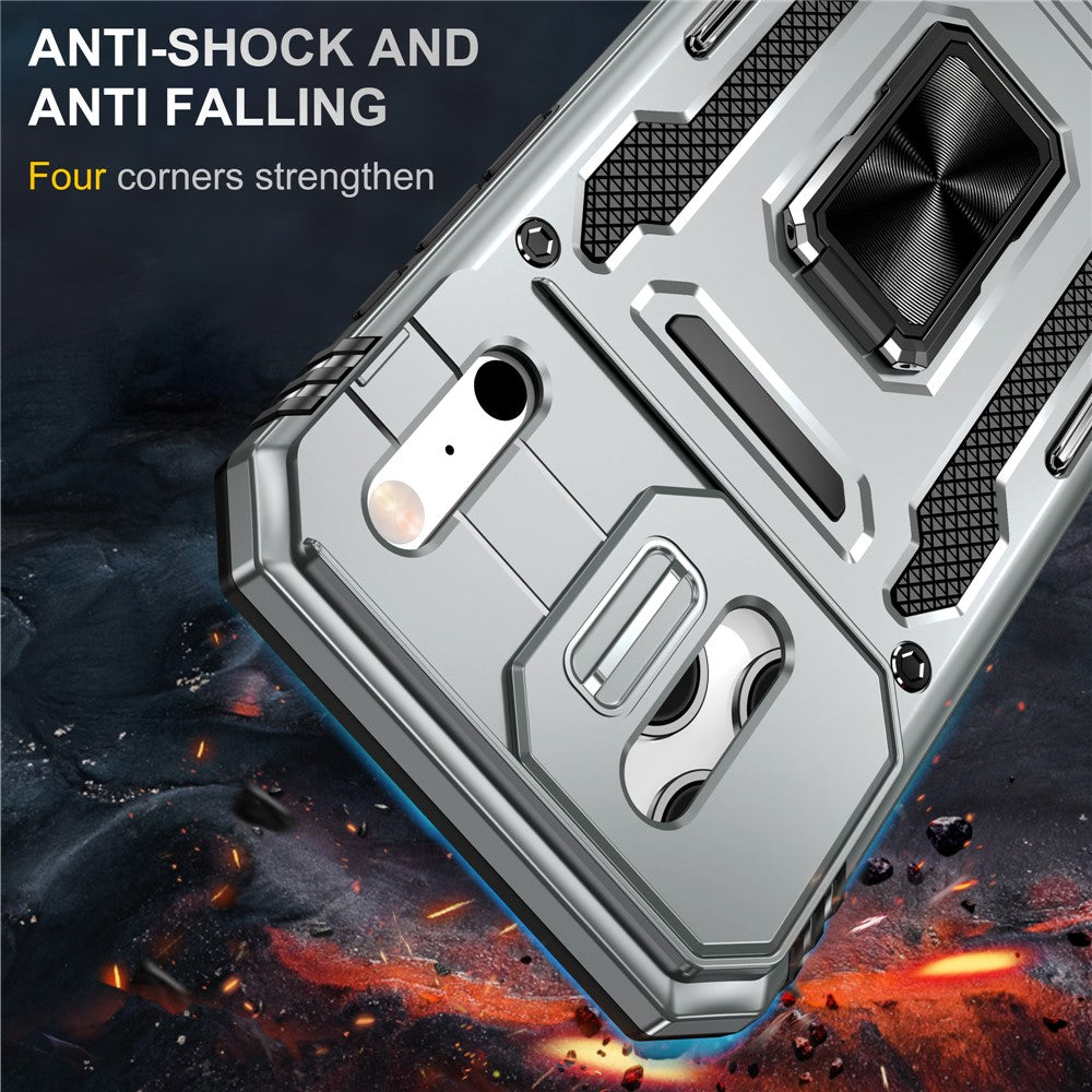 For iPhone 17 Pro Max Case Kickstand Slide Lens Lid PC + TPU Drop - Grey