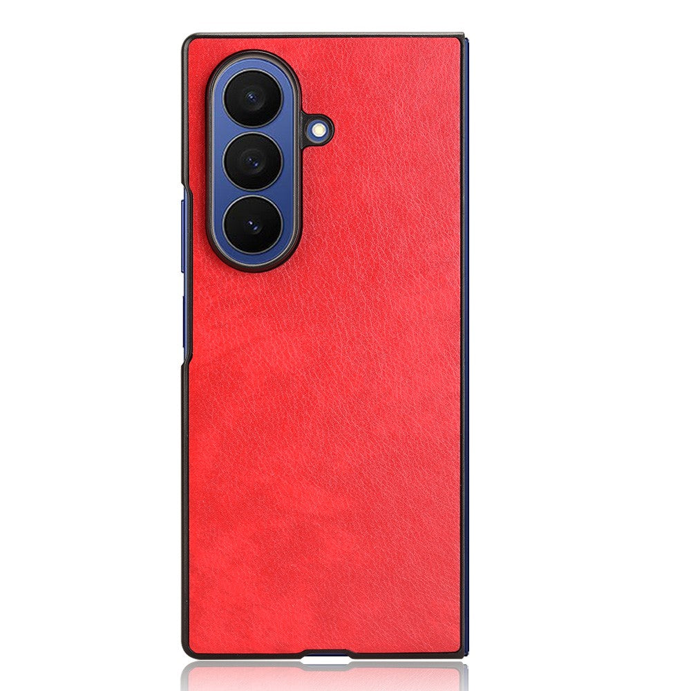 For Samsung Galaxy Z Fold7 5G Case Litchi Texture PU Leather + PC Phone Cover - Red