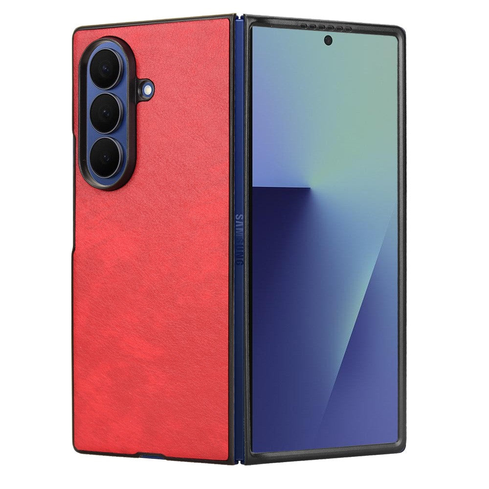 For Samsung Galaxy Z Fold7 5G Case Litchi Texture PU Leather + PC Phone Cover - Red