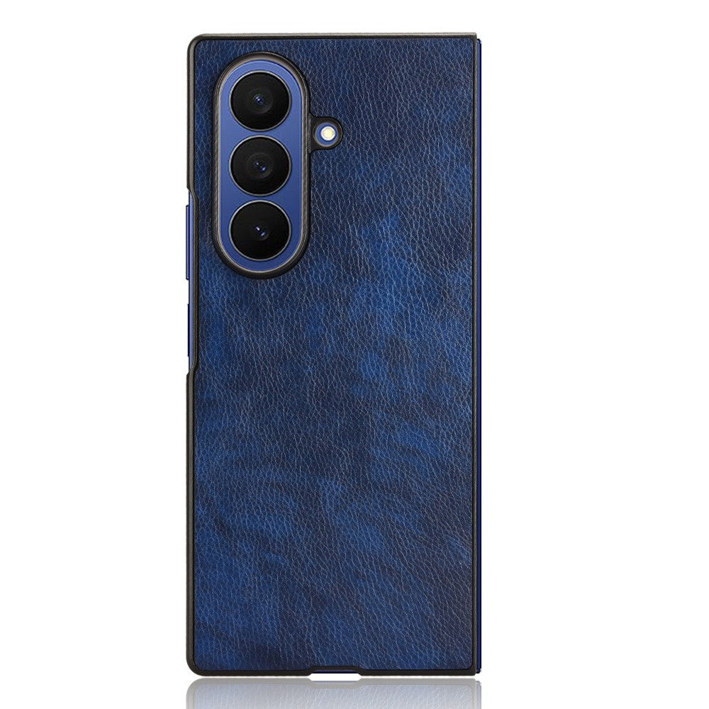 For Samsung Galaxy Z Fold7 5G Case Litchi Texture PU Leather + PC Phone Cover - Blue