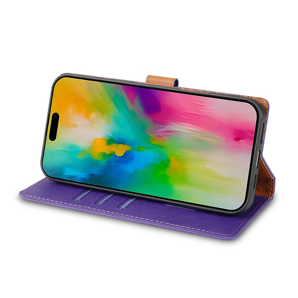 N.BEKUS CSJ-001 For iPhone 17 Pro Max Stand Case PU Leather Wallet Phone Cover - Purple